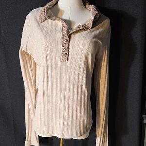 Shyanne Oatmeal Ribbed Long Sleeve Top